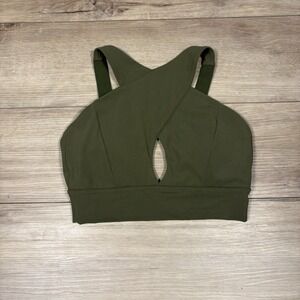 Buffbunny Sports Bra Womens Small Green Adjustable Straps Criss Cross Keyhole